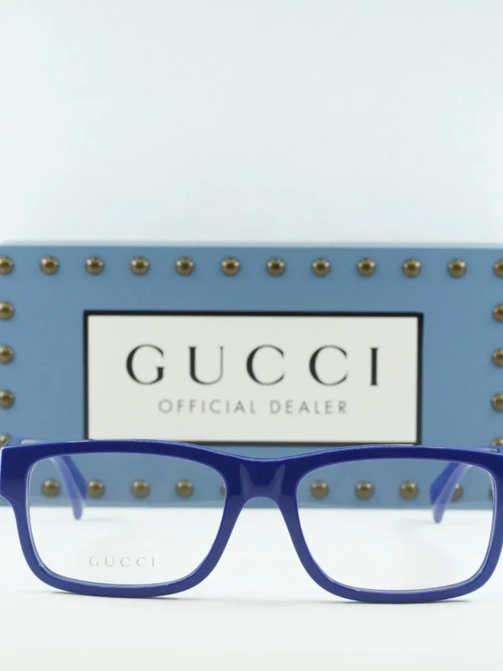 Gucci GG1141O 002 Rectangle Eyeglasses – Blue 56mm - Picture 2 of 10